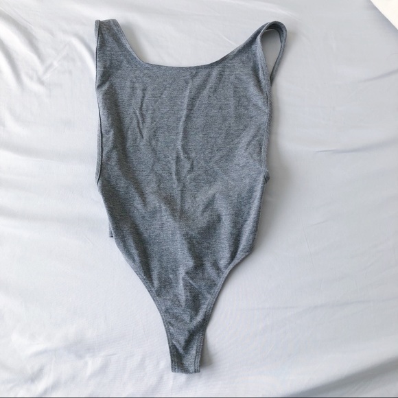American Apparel Tops - High Scoop Neck Backless Grey Bodysuit